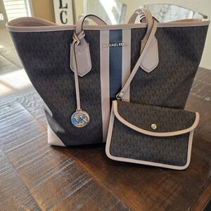 Michael Kors Gray and Pink Tote Bag Set
